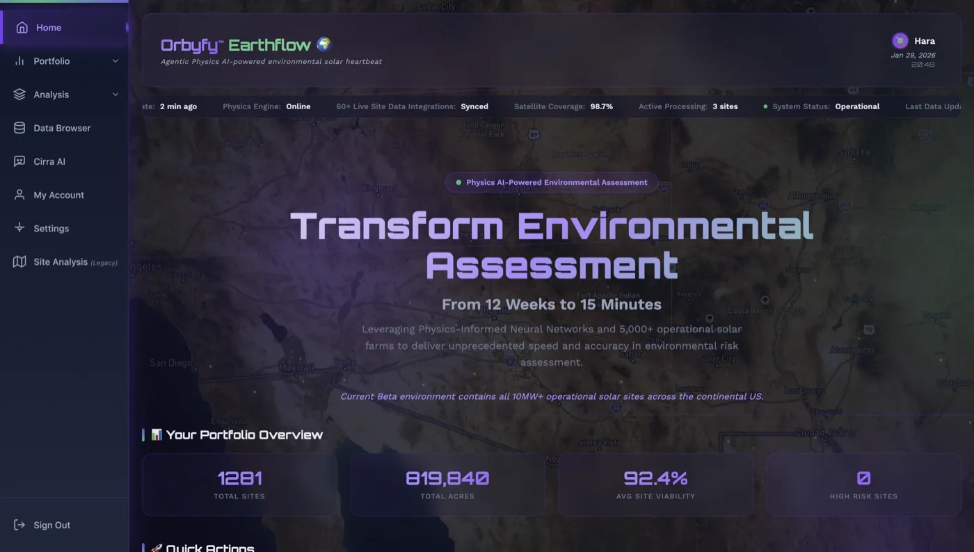 Earthflow dashboard